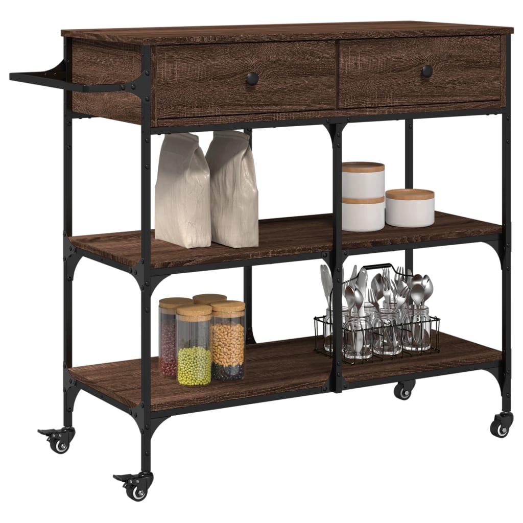 Kitchen Trolley Brown Oak 105x42x95 cm Engineered Wood