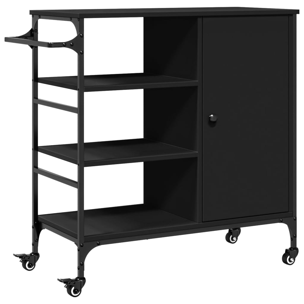 Kitchen Trolley Black 87.5x38.5x84.5 cm Engineered Wood