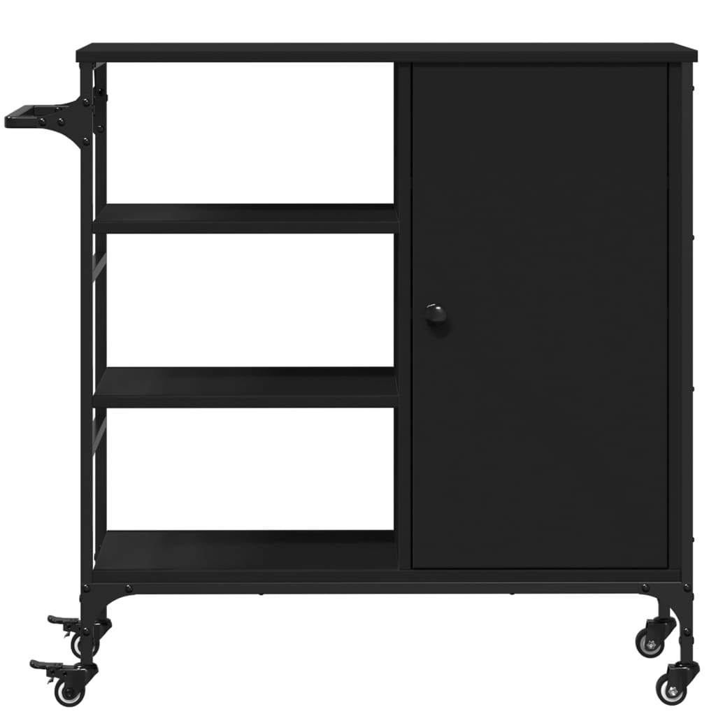 Kitchen Trolley Black 87.5x38.5x84.5 cm Engineered Wood