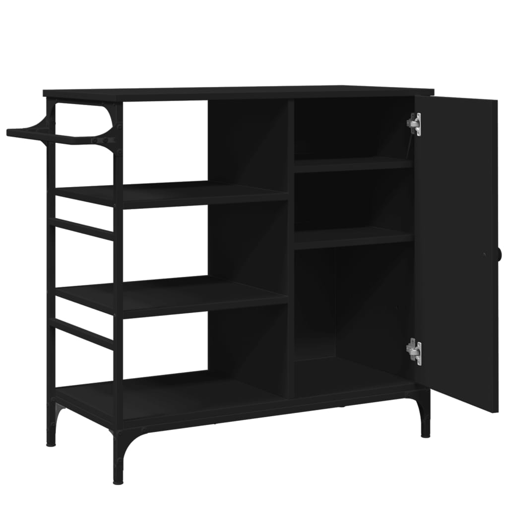 Kitchen Trolley Black 87.5x38.5x84.5 cm Engineered Wood