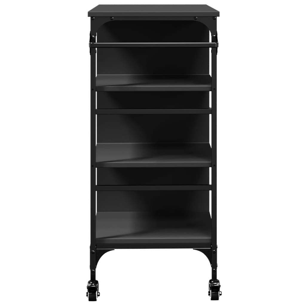 Kitchen Trolley Black 87.5x38.5x84.5 cm Engineered Wood