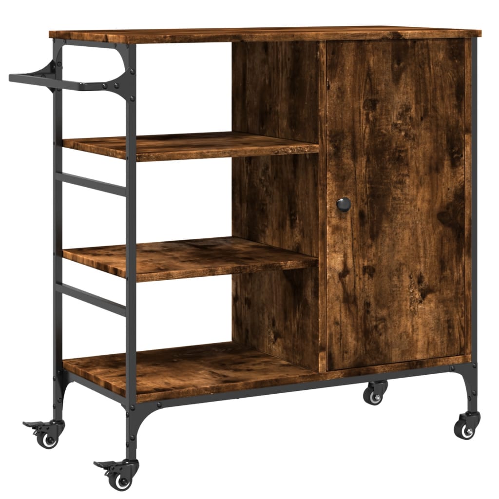 Kitchen Trolley Smoked Oak 87.5x38.5x84.5 cm Engineered Wood