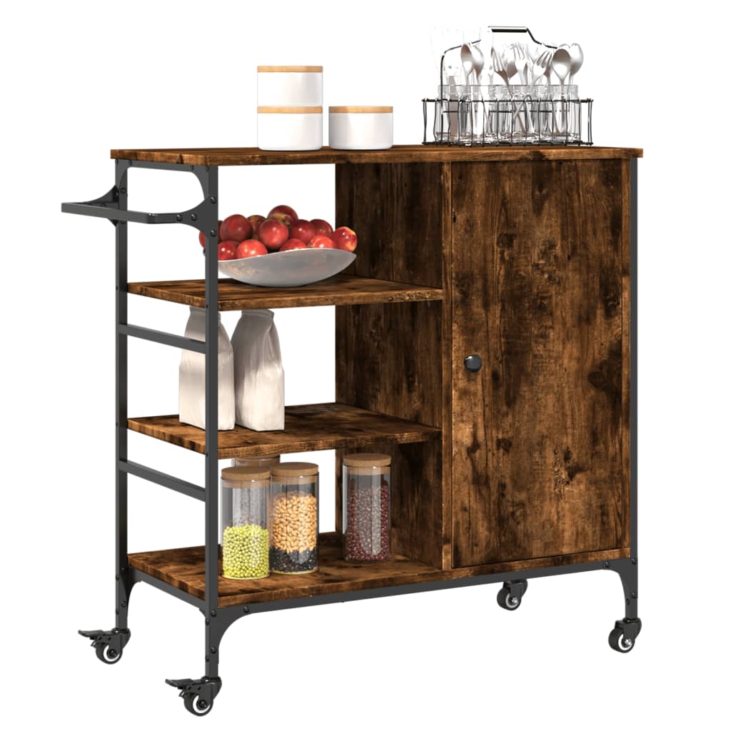 Kitchen Trolley Smoked Oak 87.5x38.5x84.5 cm Engineered Wood