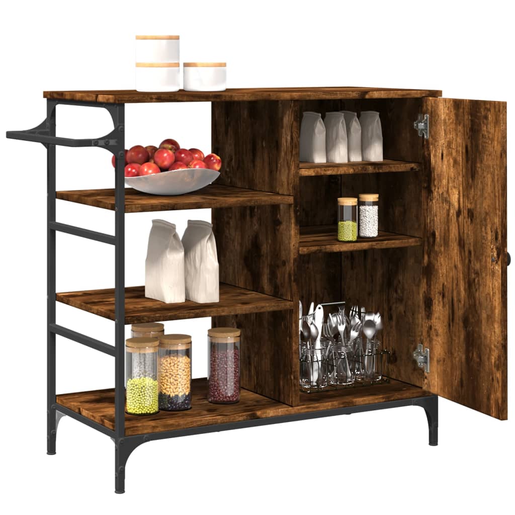 Kitchen Trolley Smoked Oak 87.5x38.5x84.5 cm Engineered Wood
