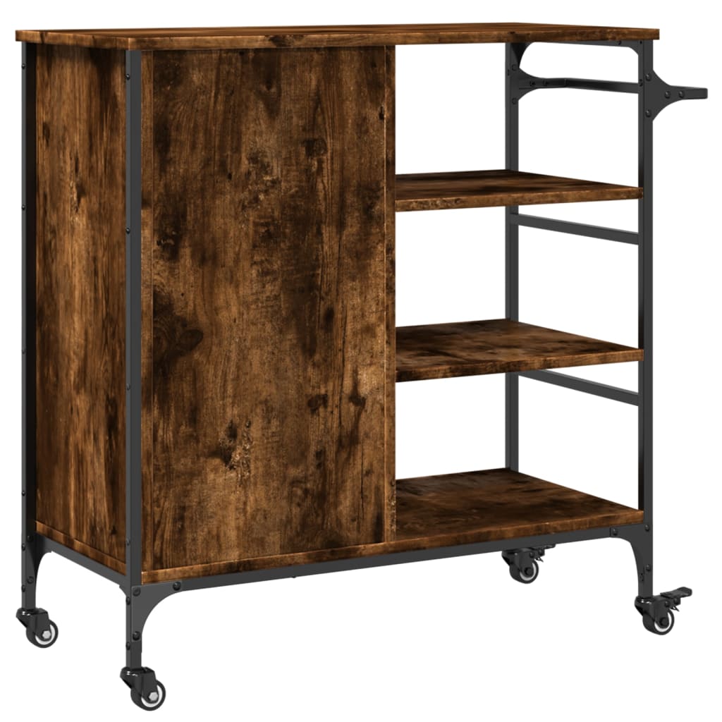 Kitchen Trolley Smoked Oak 87.5x38.5x84.5 cm Engineered Wood