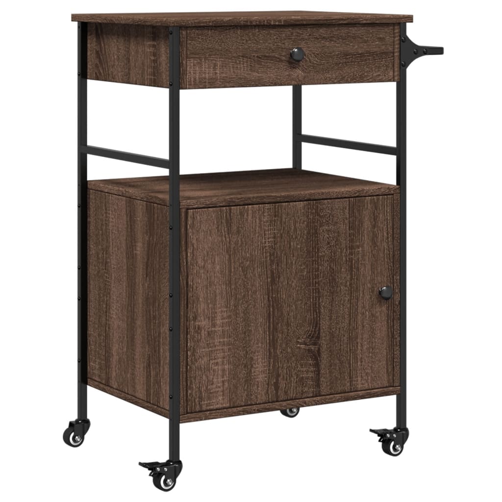 Kitchen Trolley Brown Oak 56x43x89.5 cm Engineered Wood