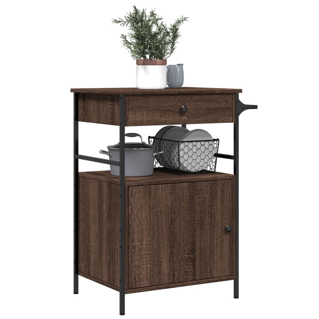 Kitchen Trolley Brown Oak 56x43x89.5 cm Engineered Wood