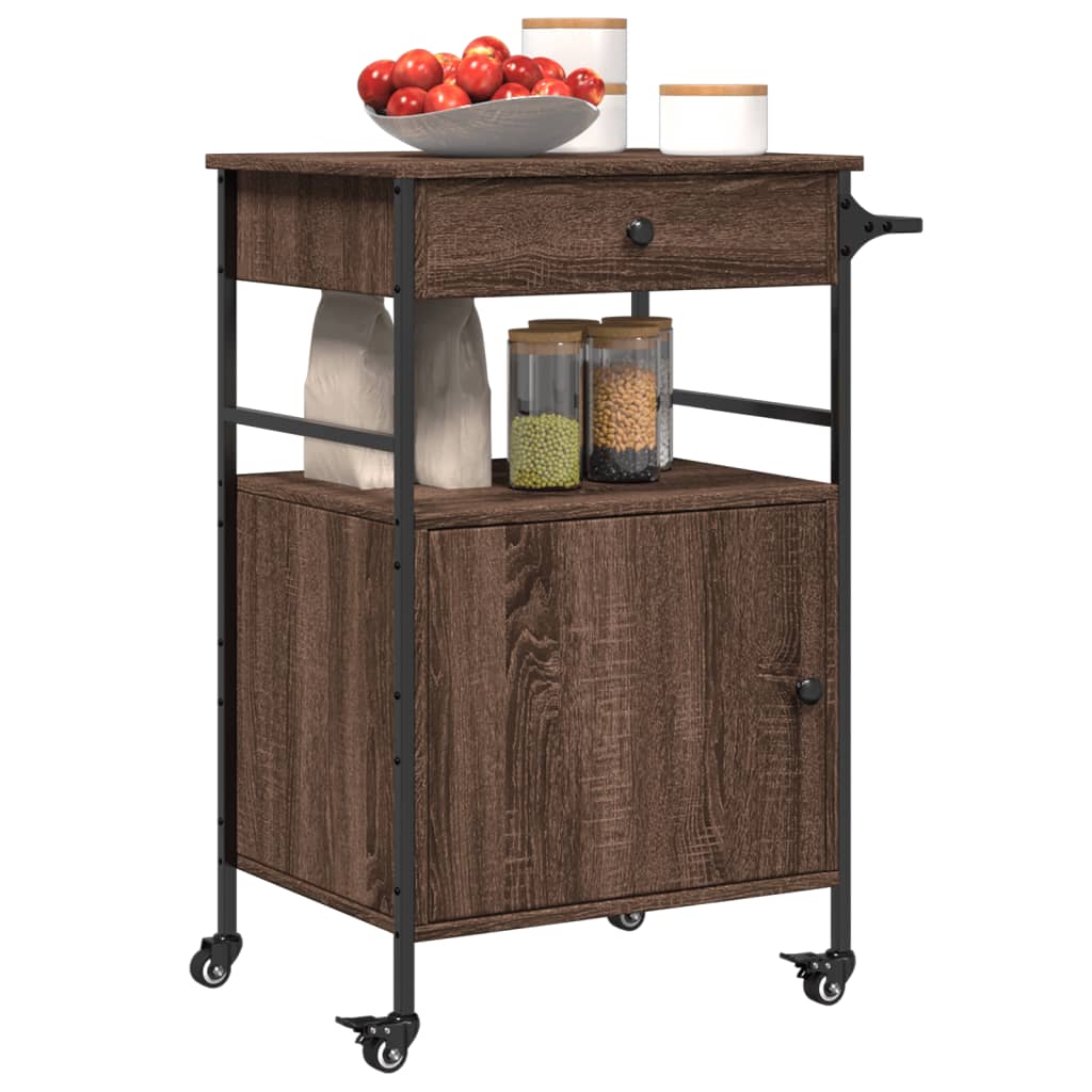 Kitchen Trolley Brown Oak 56x43x89.5 cm Engineered Wood