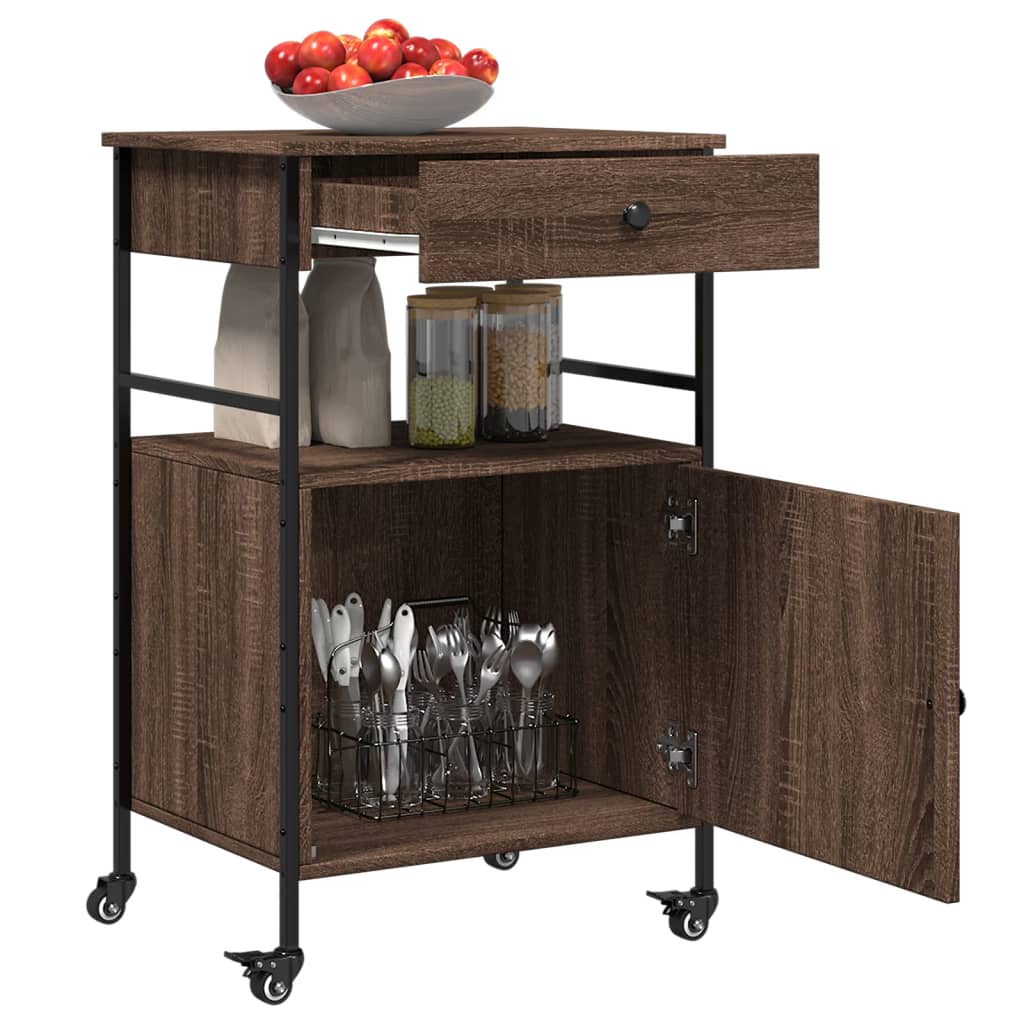 Kitchen Trolley Brown Oak 56x43x89.5 cm Engineered Wood