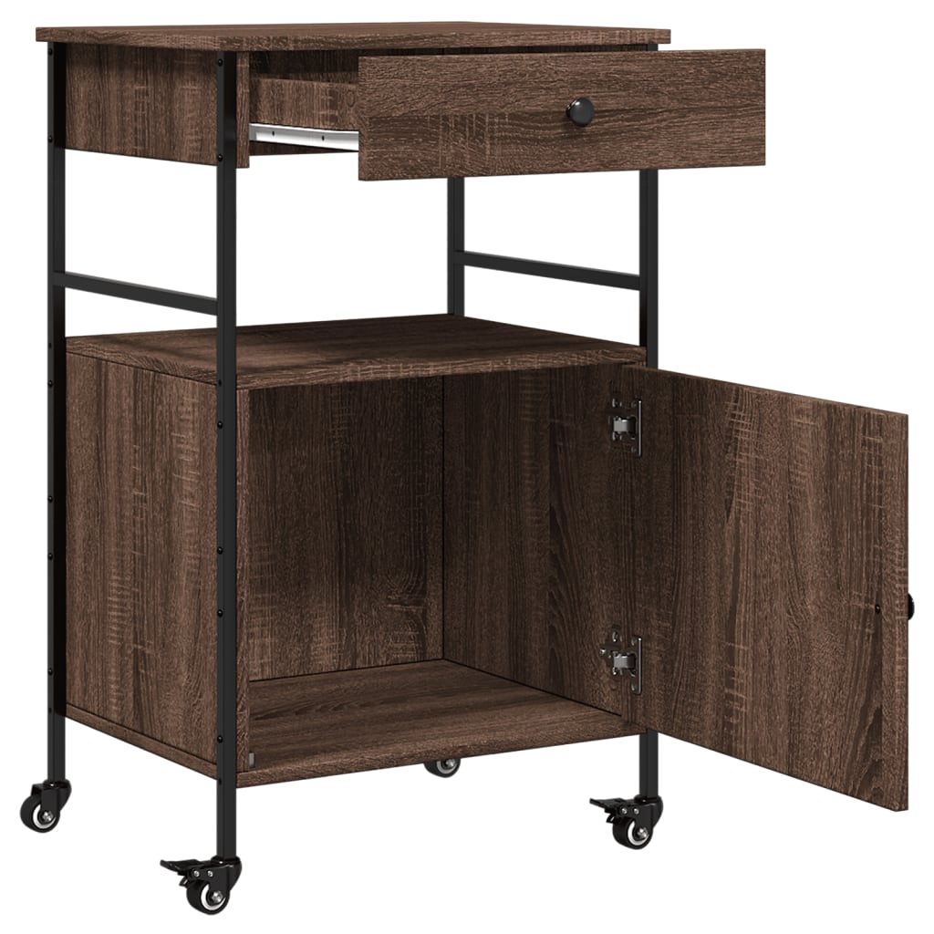 Kitchen Trolley Brown Oak 56x43x89.5 cm Engineered Wood