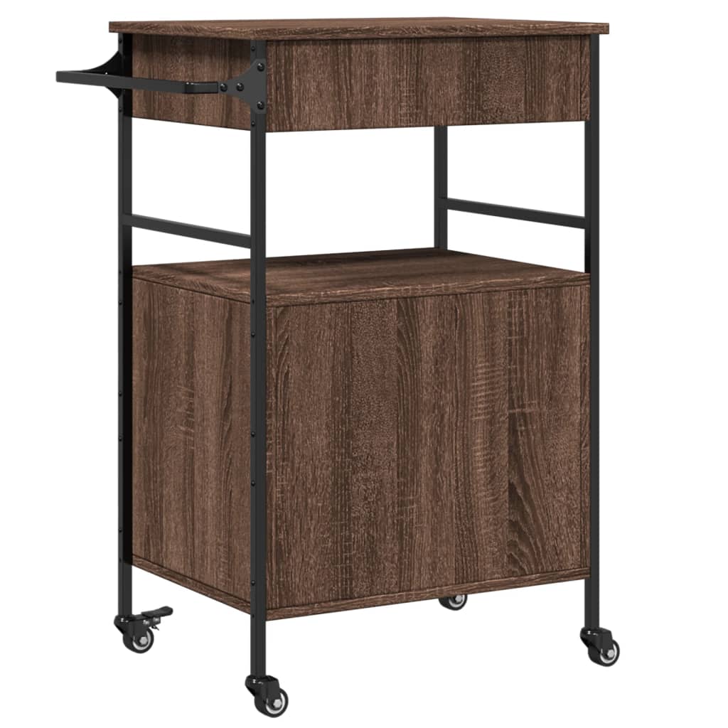 Kitchen Trolley Brown Oak 56x43x89.5 cm Engineered Wood