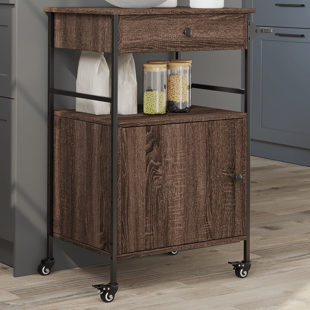 Kitchen Trolley Brown Oak 56x43x89.5 cm Engineered Wood