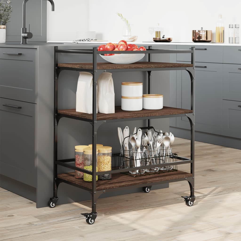 Kitchen Trolley Brown Oak 65x40x86.5 cm Engineered Wood