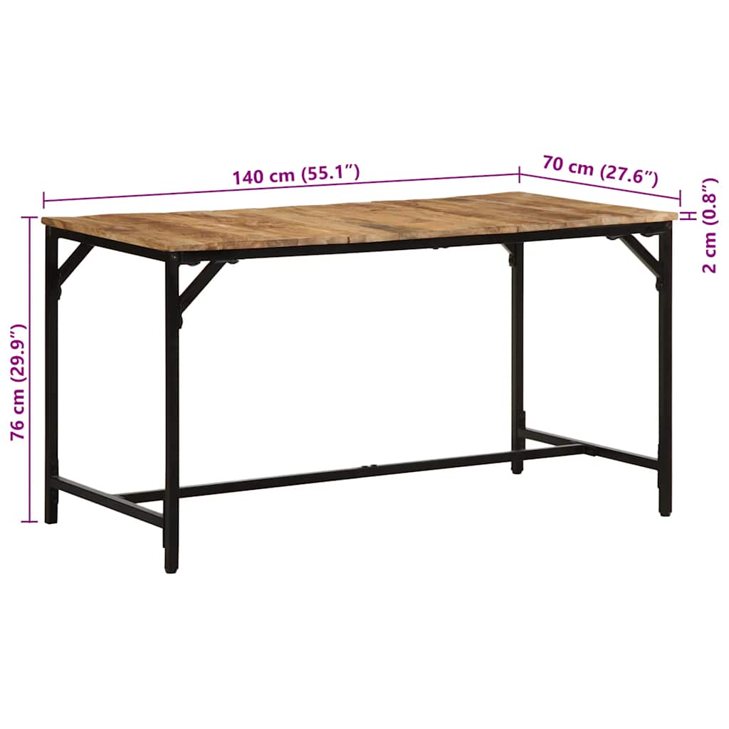 Dining Table 140x70x75 cm Solid Wood Rough Mango