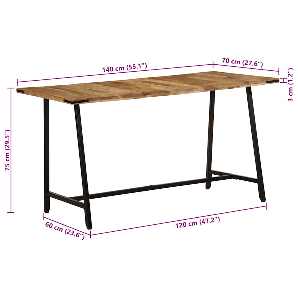 Dining Table 140x70x75 cm Solid Wood Mango