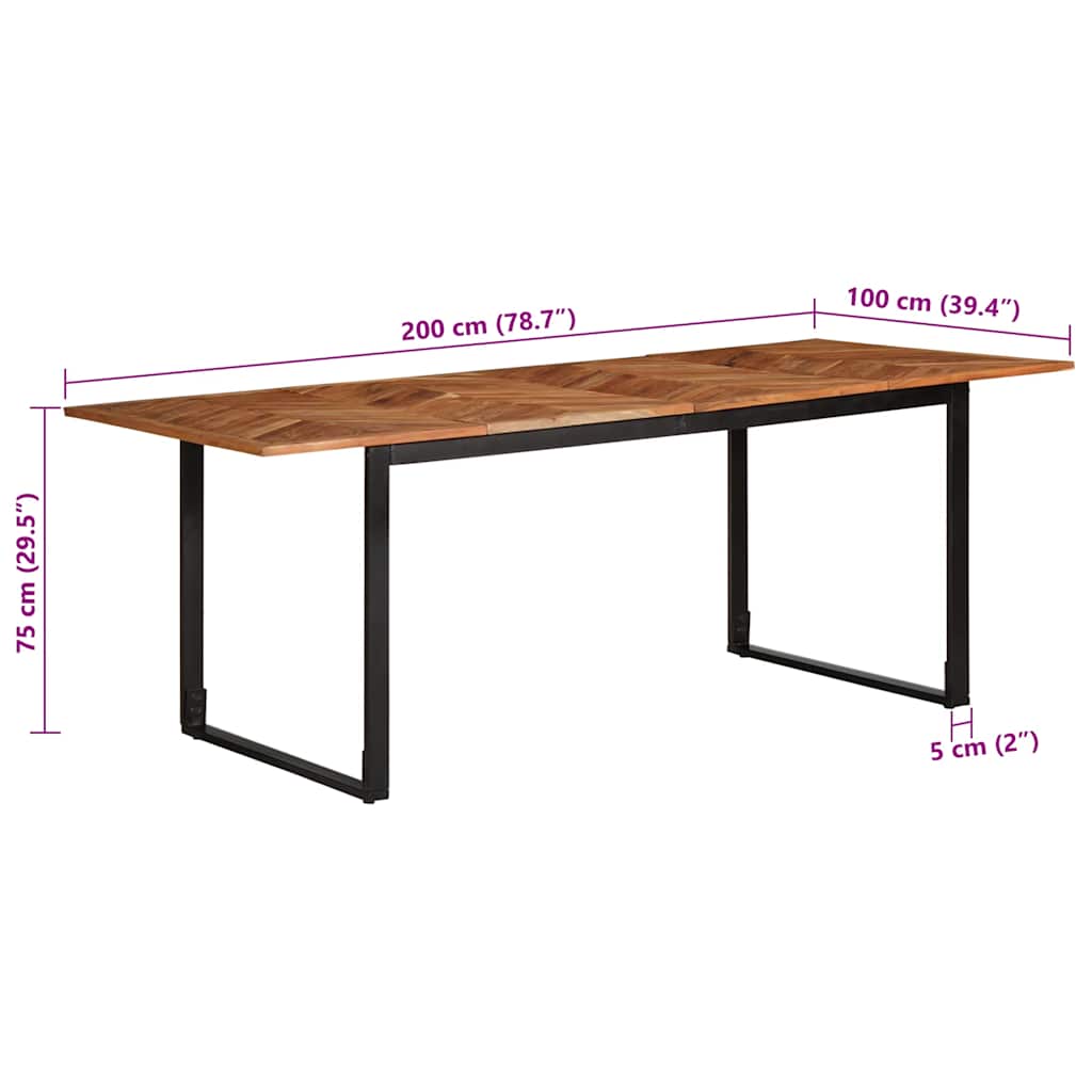 Dining Table 200x100x75 cm Solid Wood Acacia