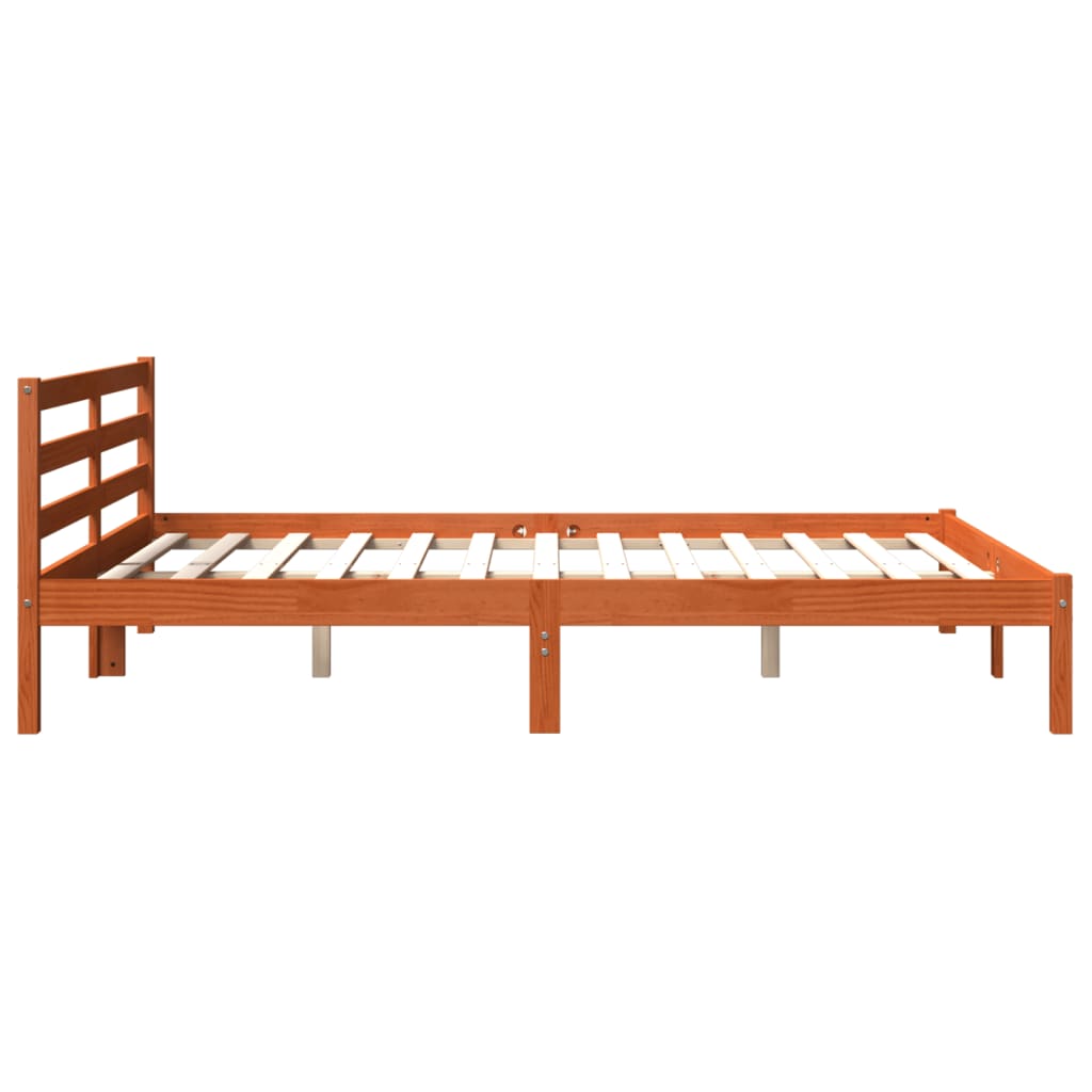 Bed Frame without Mattress Wax Brown 200x200 cm Solid Wood Pine