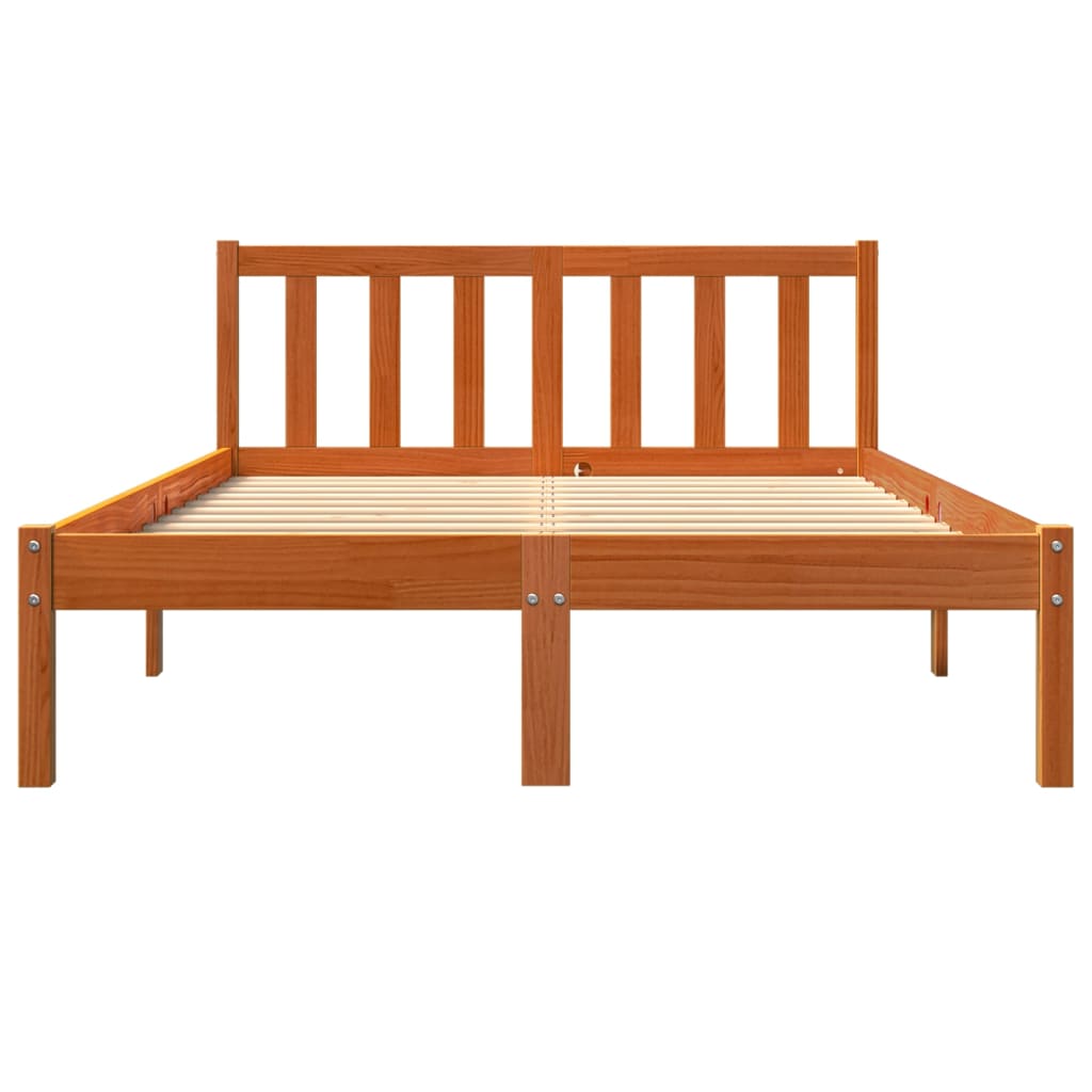 Bed Frame without Mattress Wax Brown 120x190 cm Small Double Solid Wood Pine