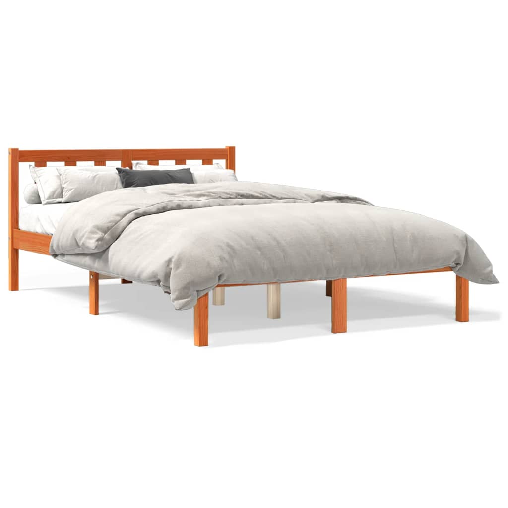 Bed Frame without Mattress Wax Brown 140x190 cm Solid Wood Pine