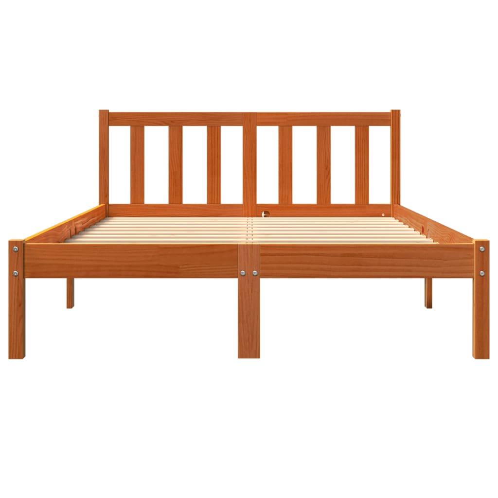 Bed Frame without Mattress Wax Brown 140x190 cm Solid Wood Pine