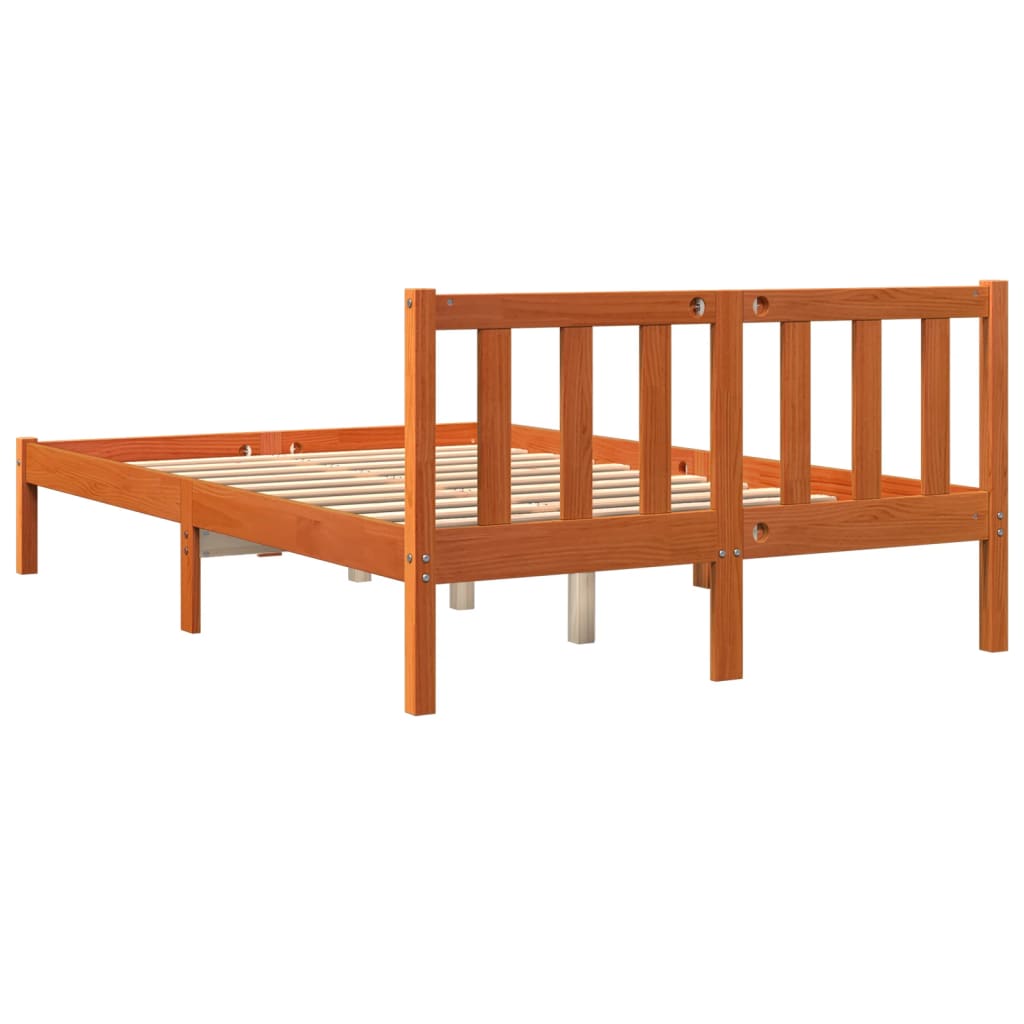 Bed Frame without Mattress Wax Brown 140x190 cm Solid Wood Pine