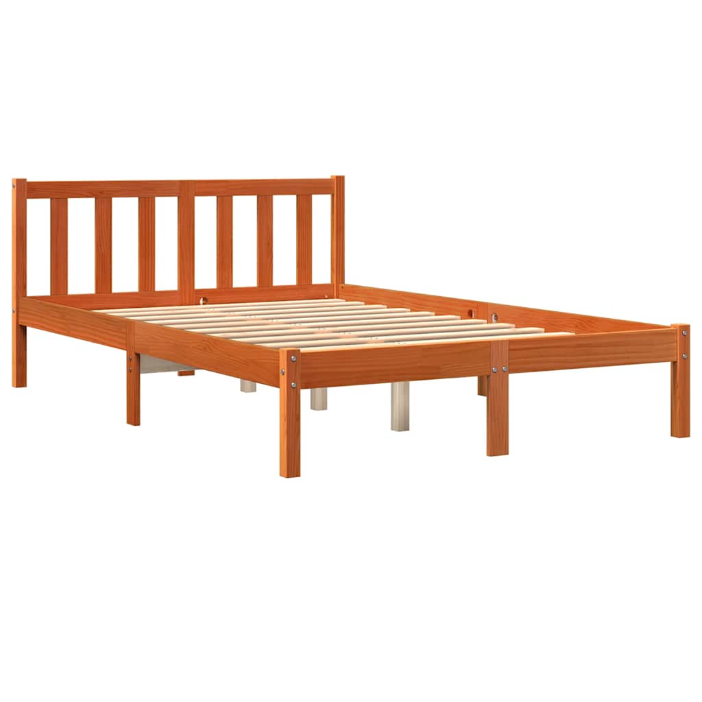 Bed Frame without Mattress Wax Brown 140x200 cm Solid Wood Pine
