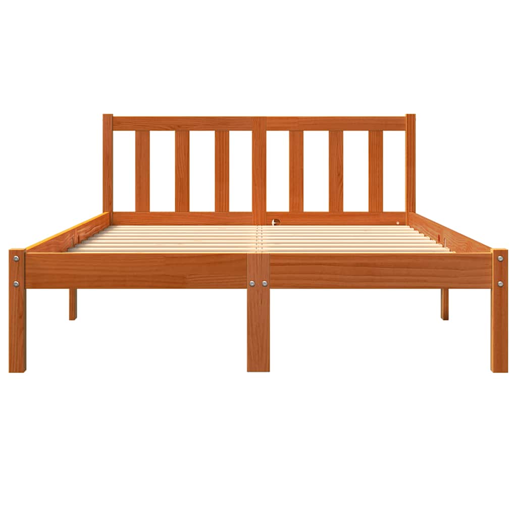 Bed Frame without Mattress Wax Brown 140x200 cm Solid Wood Pine