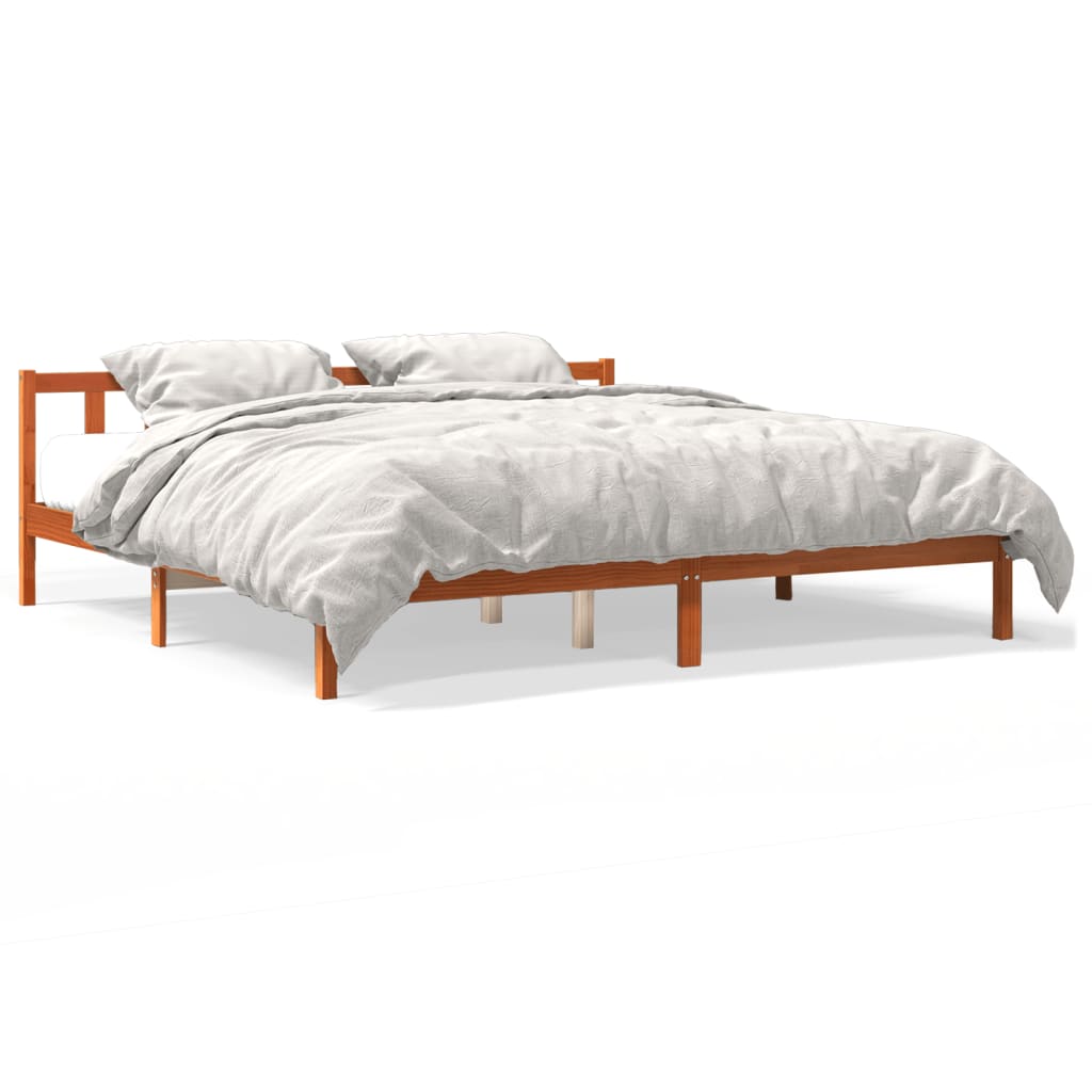 Bed Frame without Mattress Wax Brown 180x200 cm Super King Solid Wood Pine