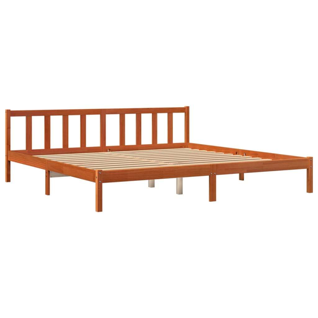 Bed Frame without Mattress Wax Brown 180x200 cm Super King Solid Wood Pine