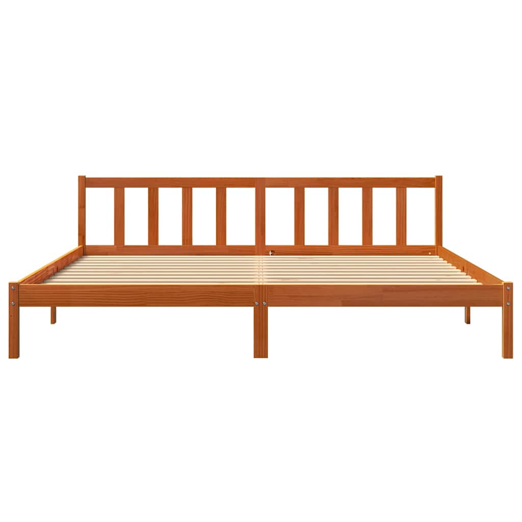 Bed Frame without Mattress Wax Brown 200x200 cm Solid Wood Pine