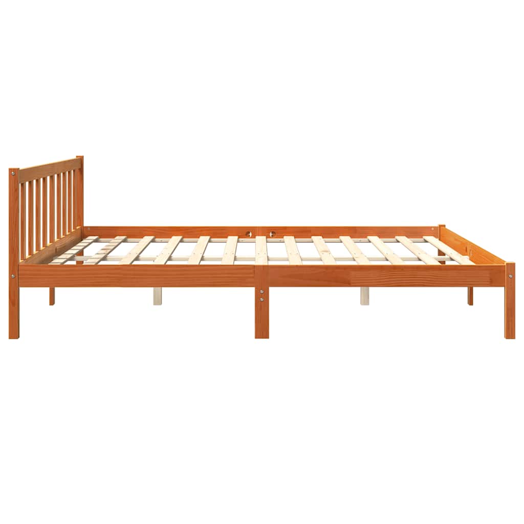 Bed Frame without Mattress Wax Brown 200x200 cm Solid Wood Pine