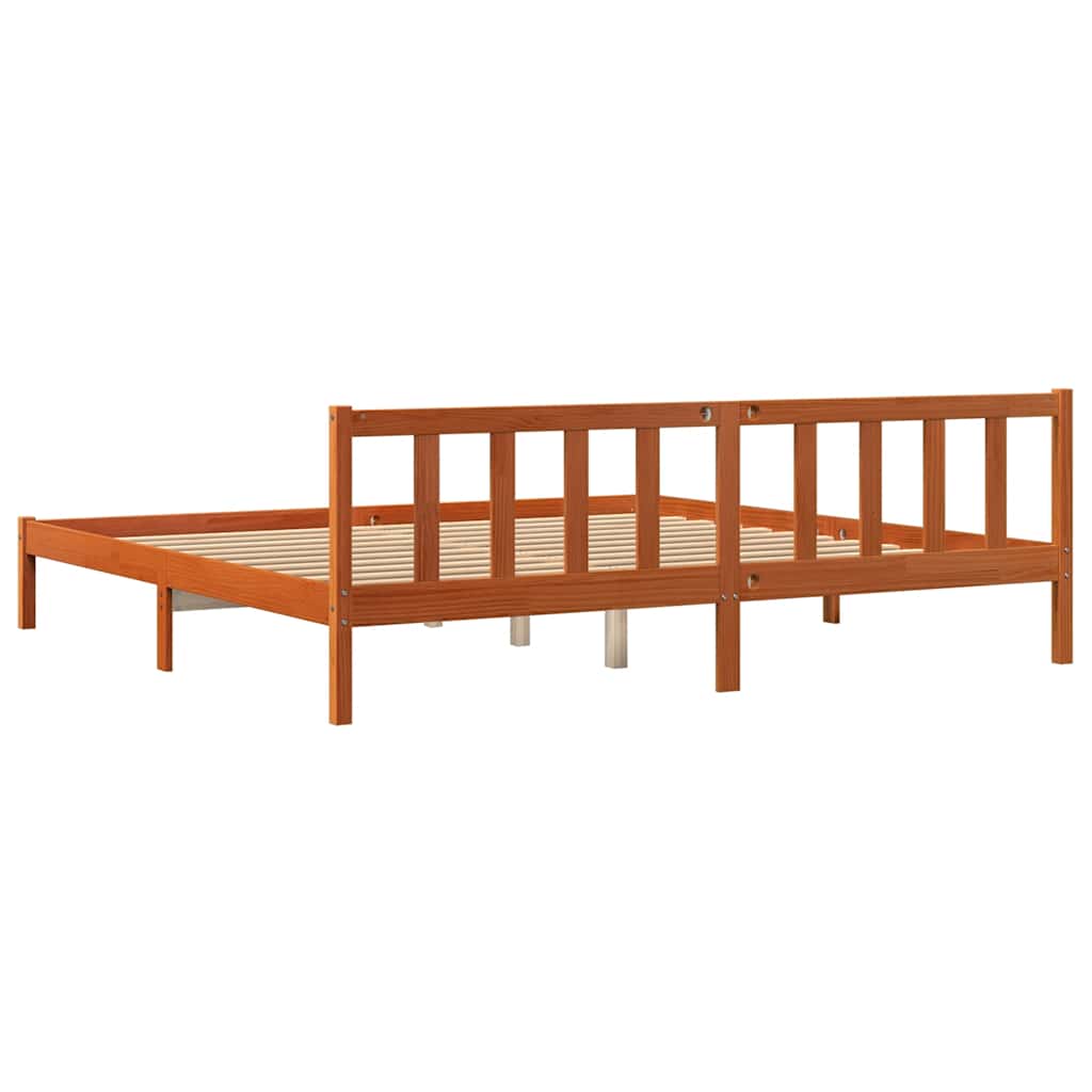 Bed Frame without Mattress Wax Brown 200x200 cm Solid Wood Pine