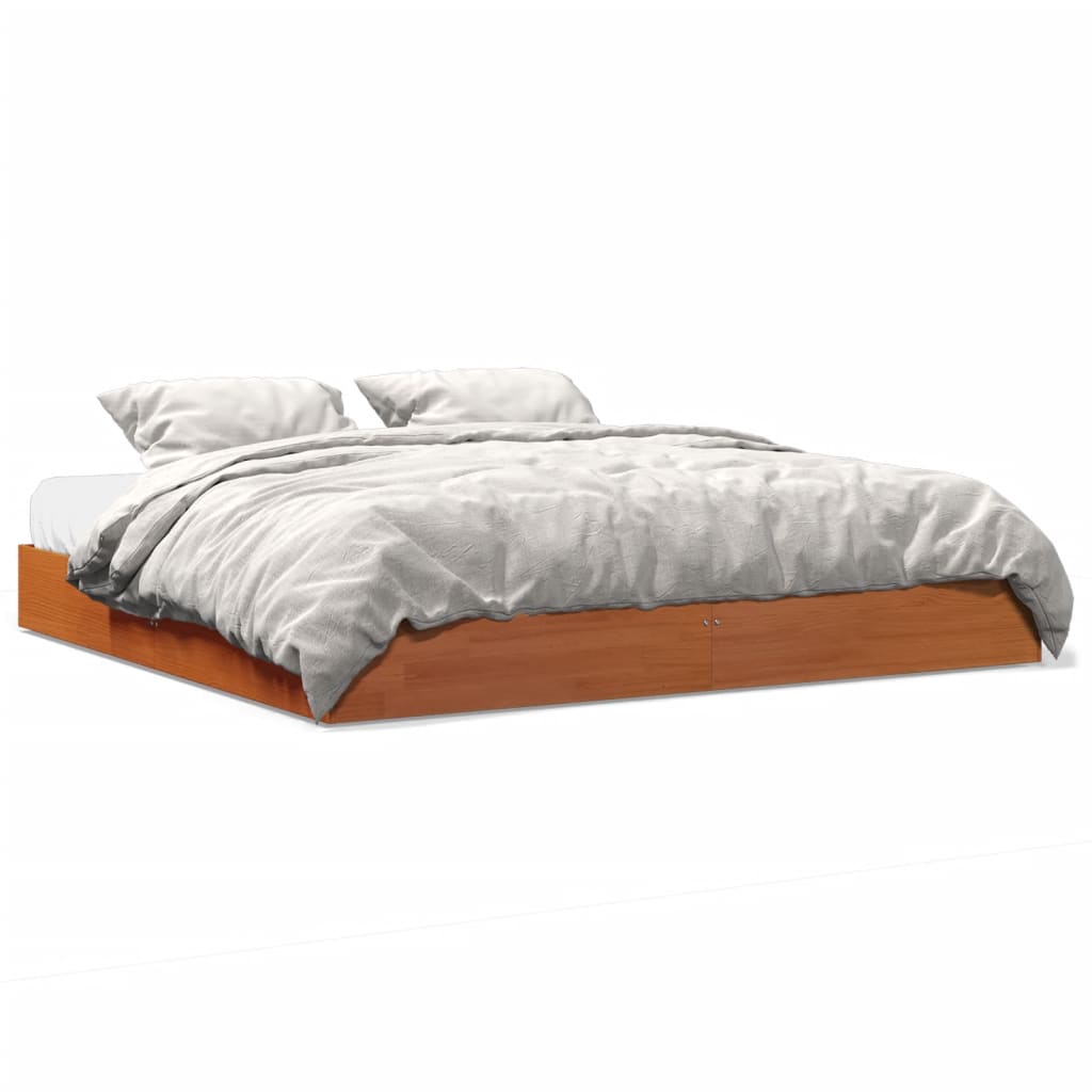 Bed Frame without Mattress Wax Brown 180x200 cm Super King Solid Wood Pine