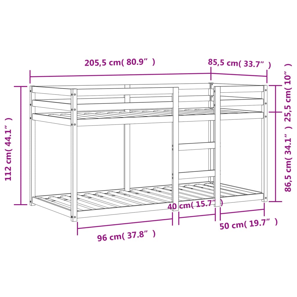 Bunk Bed without Mattress Wax Brown 80x200 cm Solid Wood Pine
