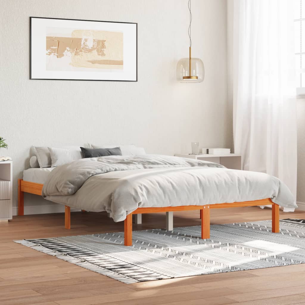 Bed Frame without Mattress Wax Brown 120x200 cm Solid Wood Pine