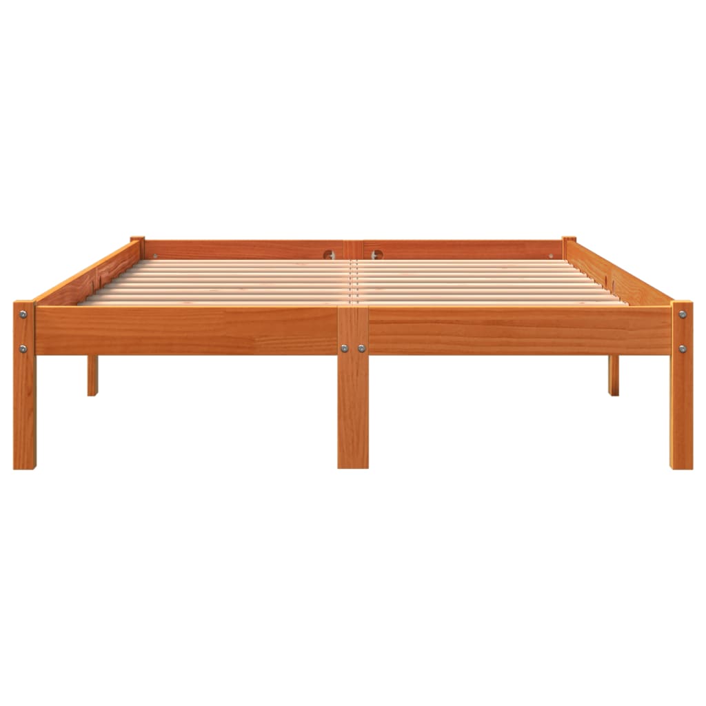 Bed Frame without Mattress Wax Brown 140x200 cm Solid Wood Pine