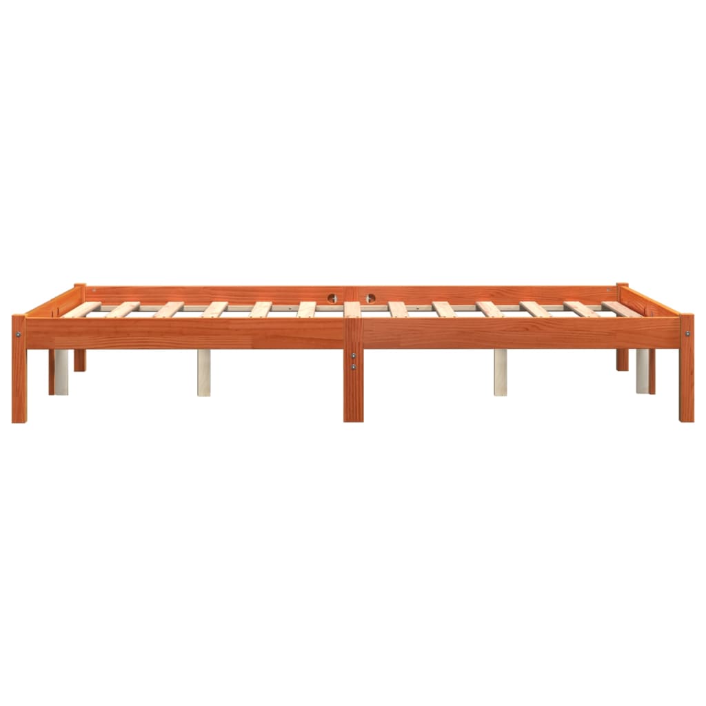 Bed Frame without Mattress Wax Brown 140x200 cm Solid Wood Pine