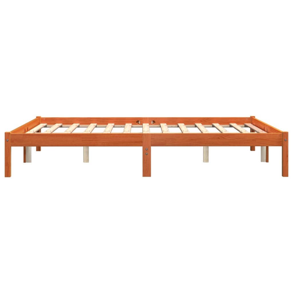 Bed Frame without Mattress Wax Brown 150x200 cm King Size Solid Wood Pine