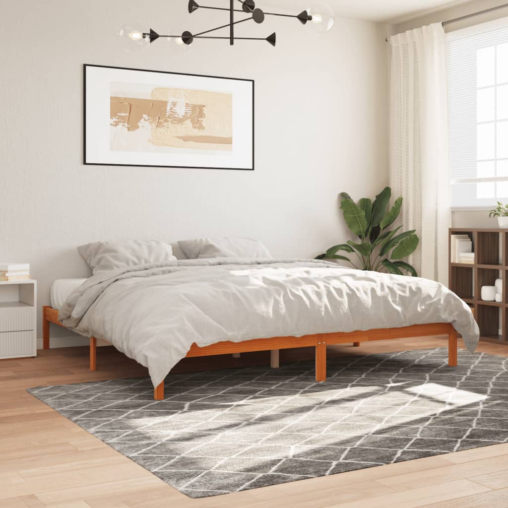 Bed Frame without Mattress Wax Brown 180x200 cm Super King Solid Wood Pine