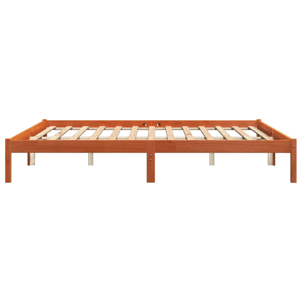 Bed Frame without Mattress Wax Brown 200x200 cm Solid Wood Pine