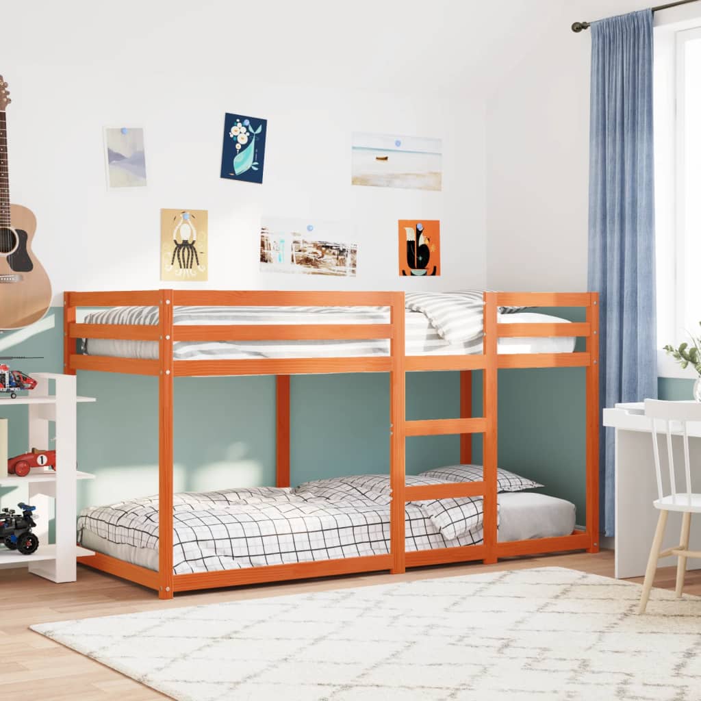 Bunk Bed without Mattress Wax Brown 90x200 cm Solid Wood Pine