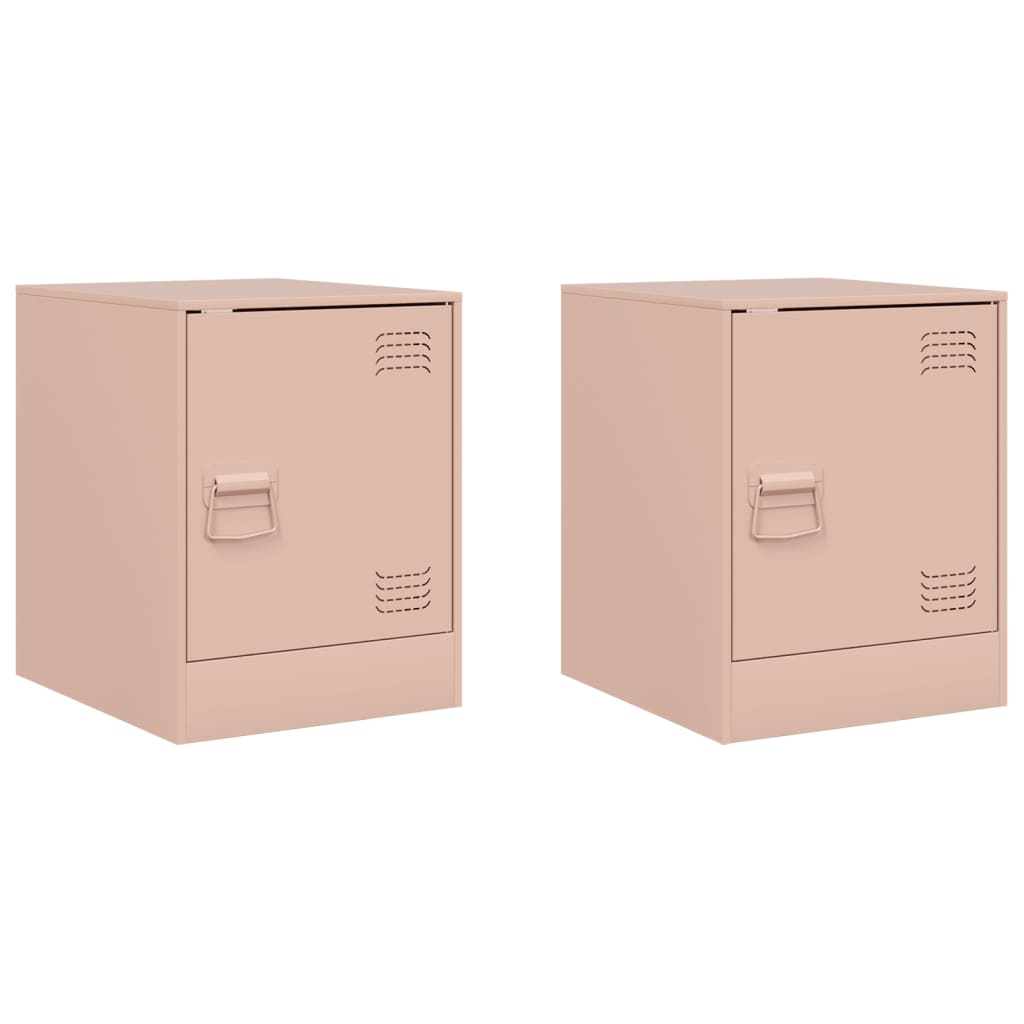 Bedside Cabinets 2 pcs Pink 34.5x39x44 cm Steel