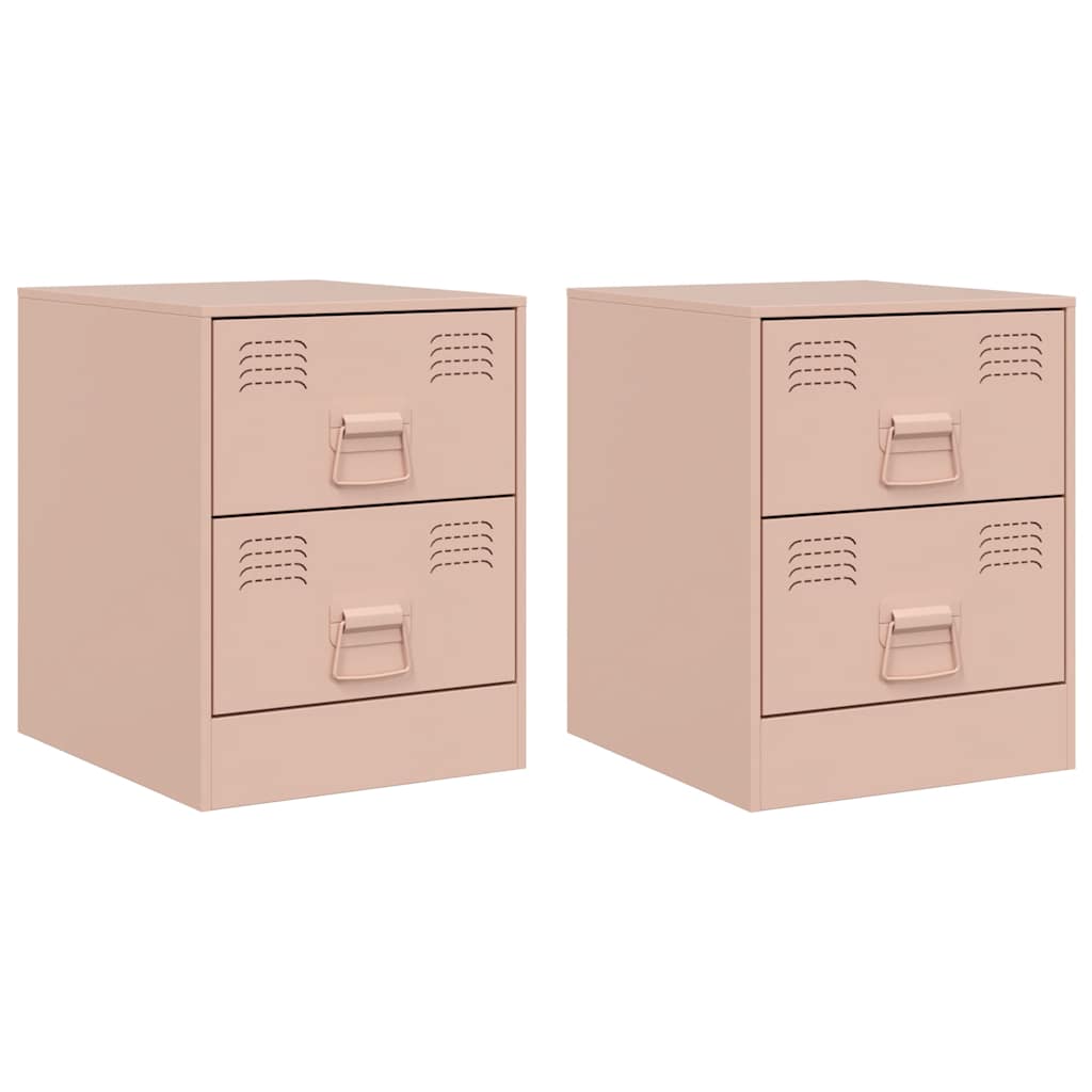Bedside Cabinets 2 pcs Pink 34.5x39x44 cm Steel
