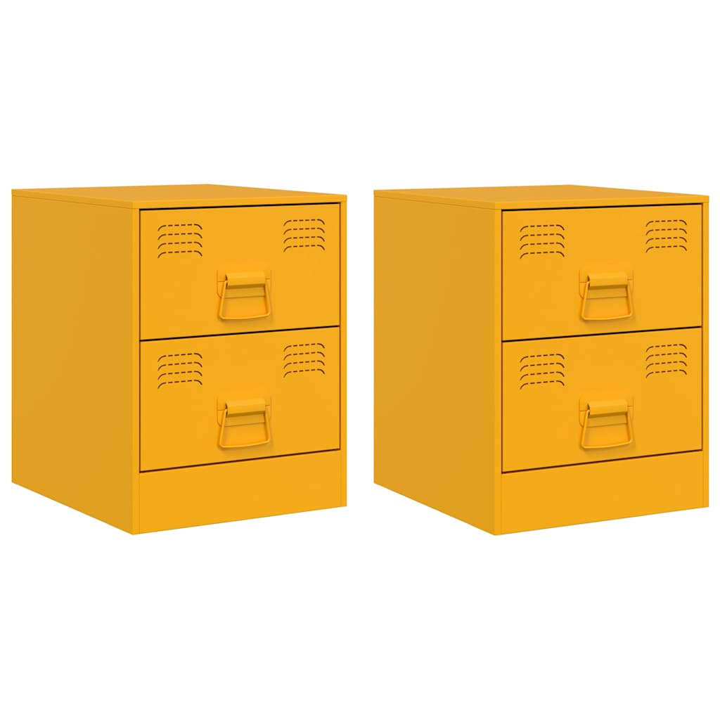 Bedside Cabinets 2 pcs Yellow 34.5x39x44 cm Steel