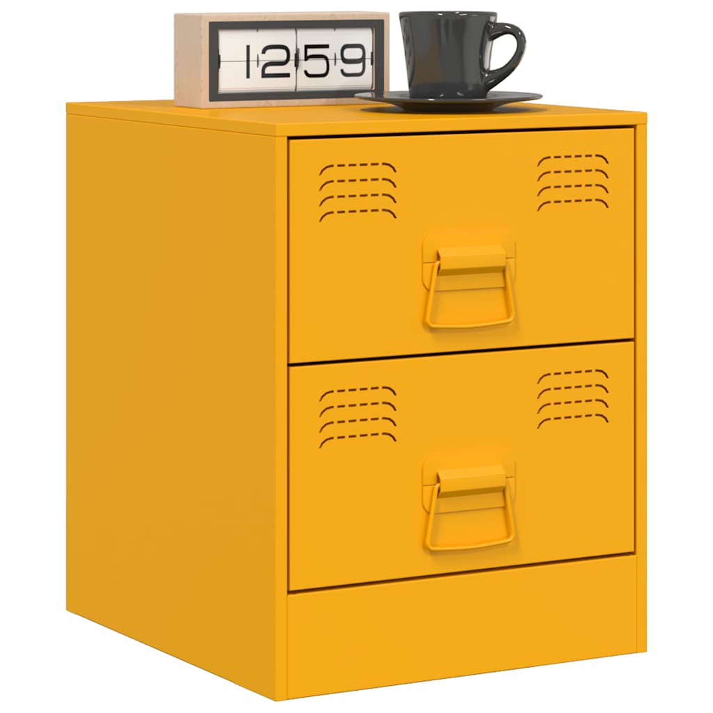 Bedside Cabinets 2 pcs Yellow 34.5x39x44 cm Steel