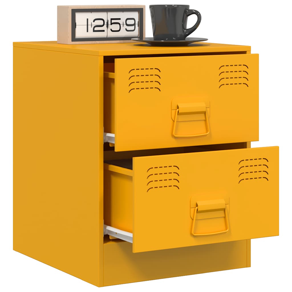 Bedside Cabinets 2 pcs Yellow 34.5x39x44 cm Steel