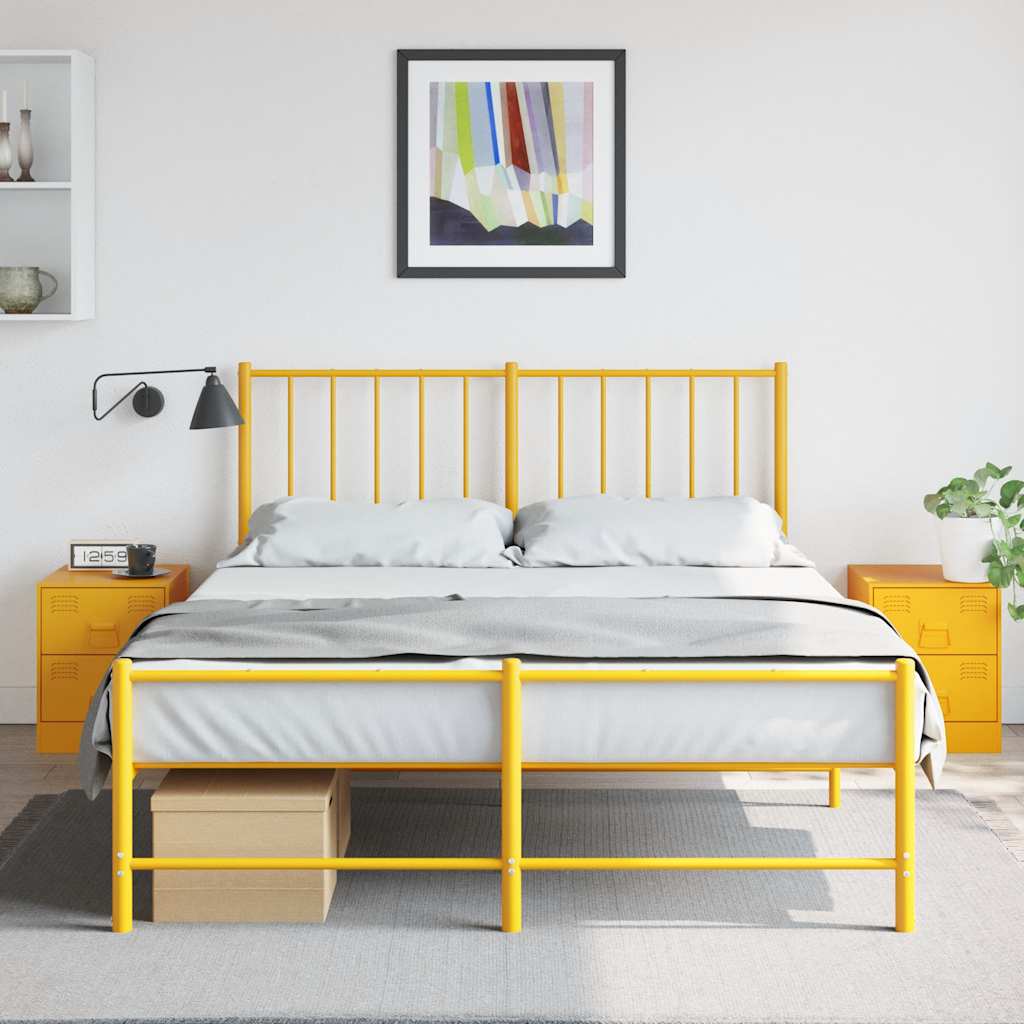 Bedside Cabinets 2 pcs Yellow 34.5x39x44 cm Steel