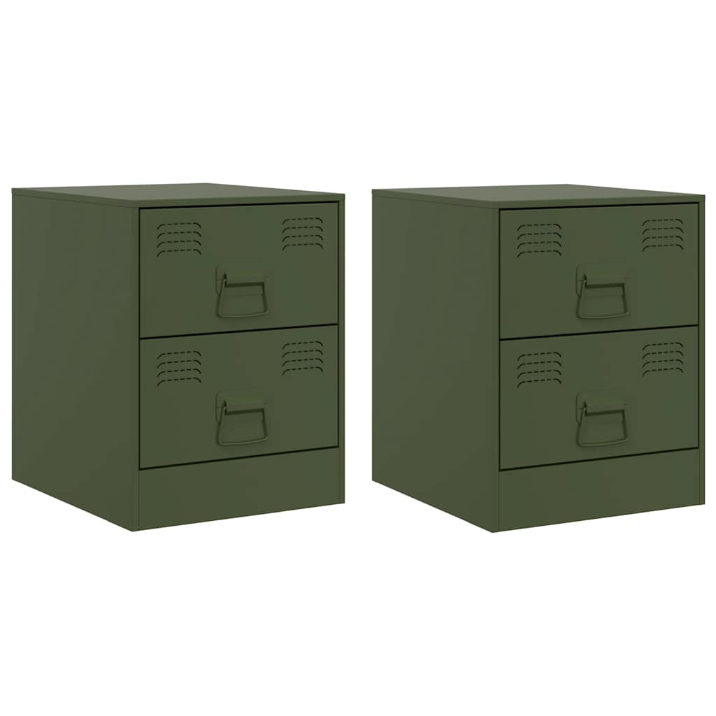 Bedside Cabinets 2 pcs Green 34.5x39x44 cm Steel
