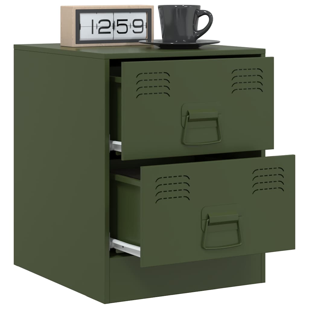 Bedside Cabinets 2 pcs Green 34.5x39x44 cm Steel