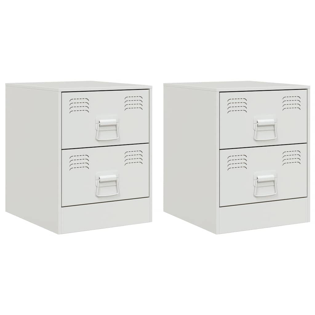 Bedside Cabinets 2 pcs White 34.5x39x44 cm Steel